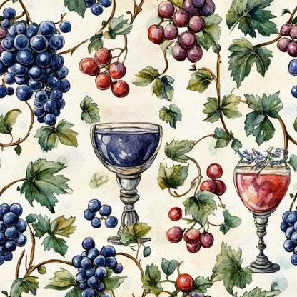 Grapes and Goblets Pattern 2 Minky Fabric