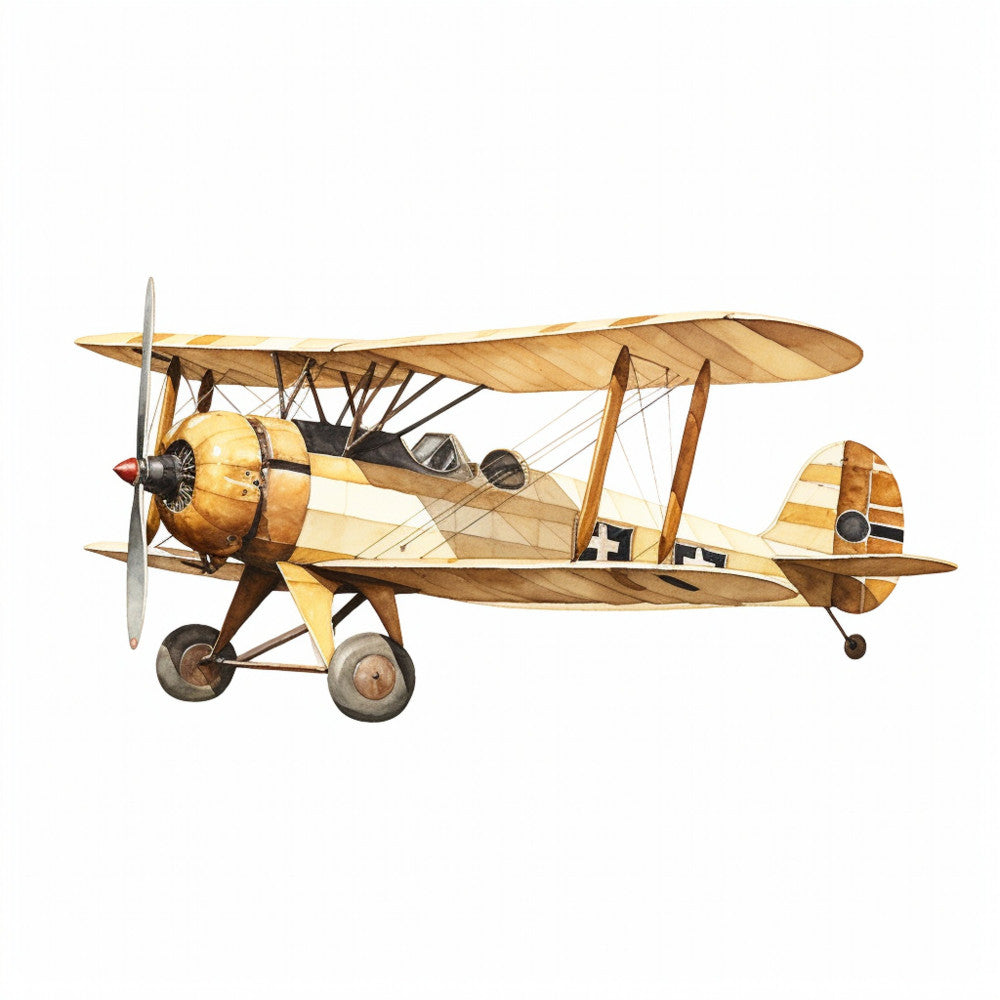 vintage biplane, tan, cream, gold, brown, rust, airplane, aviation, steampunk, retro aircraft, vintage transportation, antique plane, sky theme, travel, adventure, 1920s style, classic biplane, mechanical, industrial, nostalgic, heritage, historical aviation, masculine, rustic, traditional, collectible, wall hanging, novelty print, transportation theme