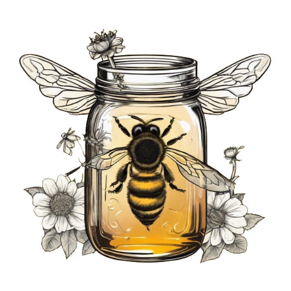 Honey Bee Jar Fabric Panel 2