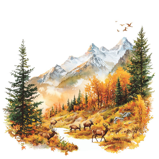 Deer in Nature Fabric Panel 5