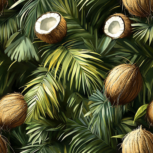 Coconut Jungle Leaves Pattern 12 Quilting Cotton Fabric