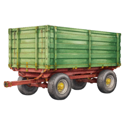 sage green, rust red, farm wagon, agricultural, vintage farm, countryside, tractor trailer, hay wagon, farm equipment, farmhouse style, rural theme, barn red, yellow wheels, rustic, vintage agricultural, farm life, country living, industrial, transportation, farm machinery, nostalgic, traditional farmhouse, pastoral, harvest theme, working farm, agricultural equipment, country style, vintage machinery