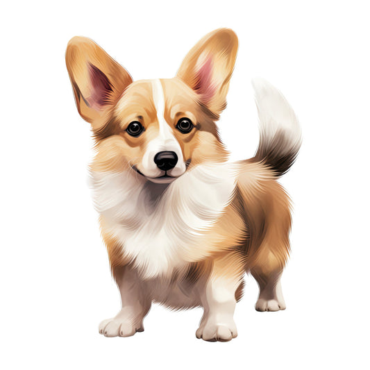 Watercolor Dogs Fabric Panel 8 featuring a detailed watercolor-style corgi dog design printed on premium quilting cotton.