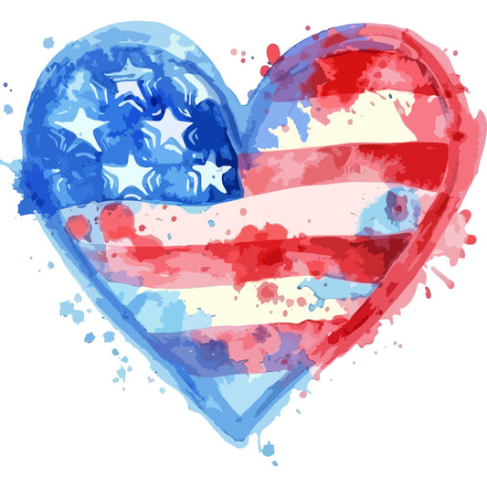 Watercolor 4th of July Fabric Panel 6