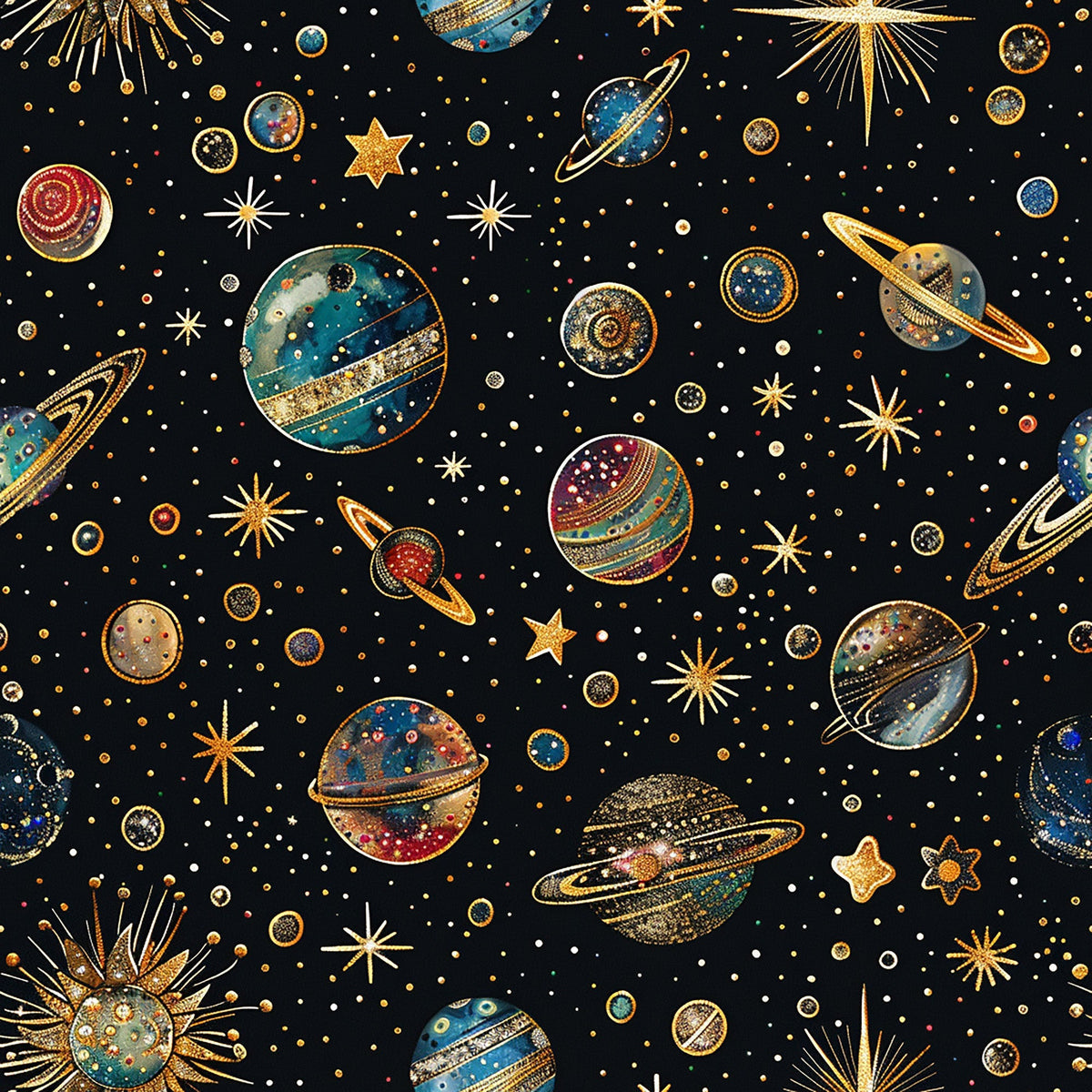 Gilded Galaxy Pattern 3 Minky Fabric