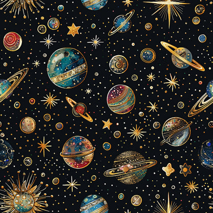 Gilded Galaxy Pattern 3 Minky Fabric