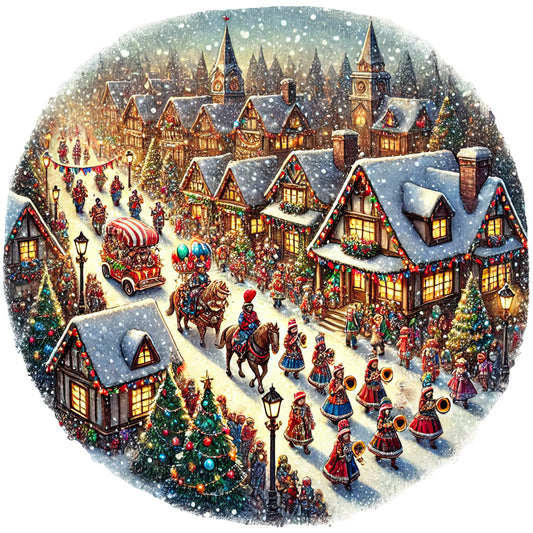 Christmas Villages Fabric Panel 3