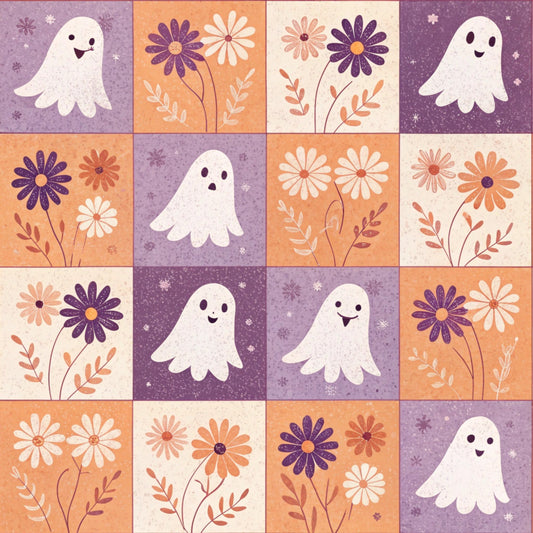 Retro Halloween Pattern 22 Quilting Cotton Fabric