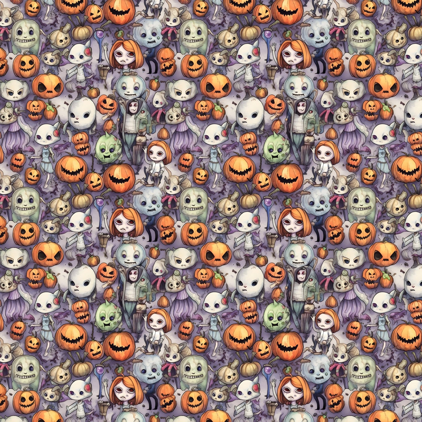 Cartoon Halloween Horror Pattern 1 Quilting Cotton Fabric