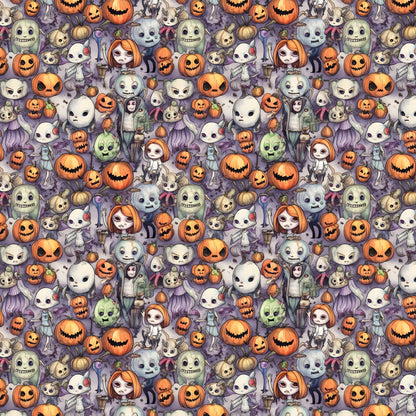 Cartoon Halloween Horror Pattern 1 Quilting Cotton Fabric
