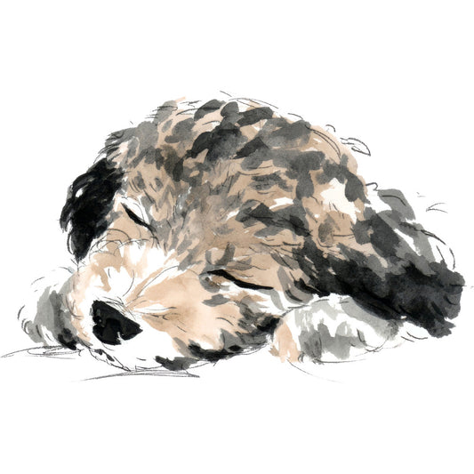 Handdrawn Doodle Dog Fabric Panel 8