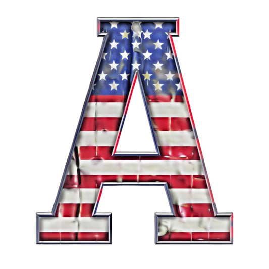 Grunge American Flag Alphabet Fabric Panel 8