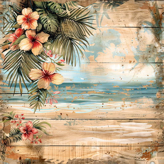Tropical Beach Scenes Fabric Panel 4
