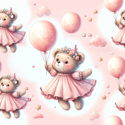 Rosy Balloon Cubs Pattern 11 Minky Fabric