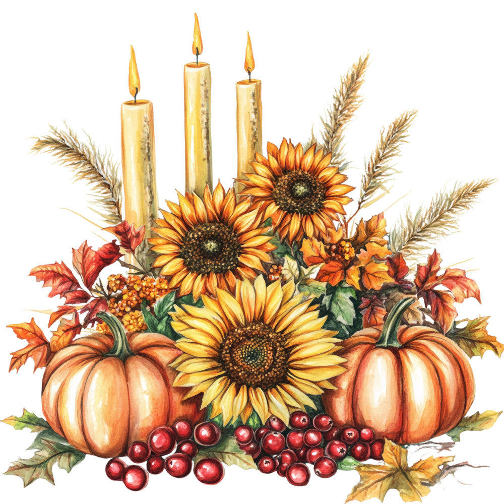 Watercolor Thanksgiving Fabric Panel 36