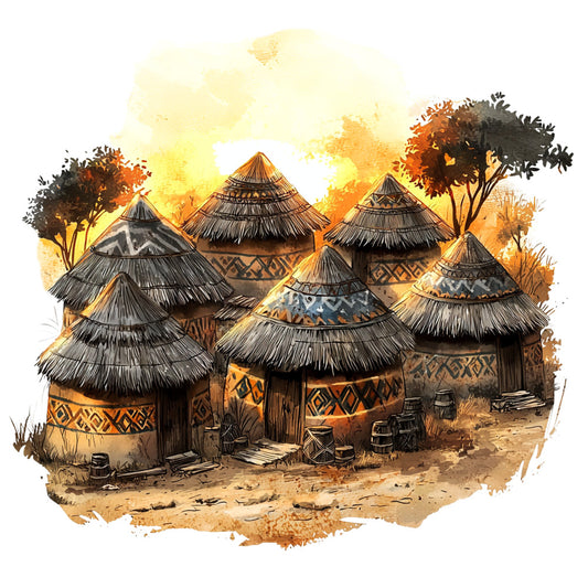 Watercolor Africa Fabric Panel 15