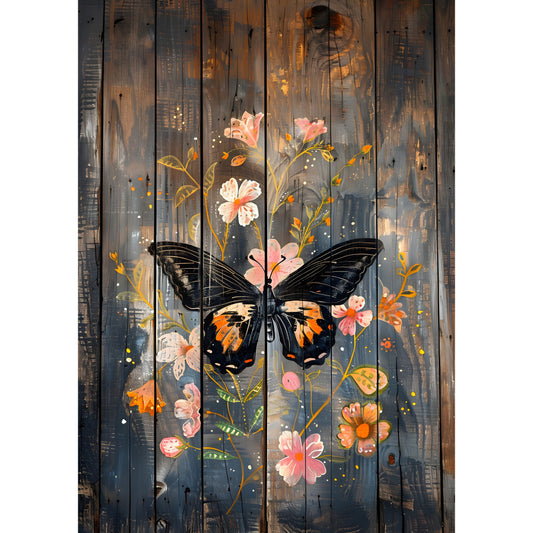 Rustic Butterfly Wall Art Fabric Panel 15
