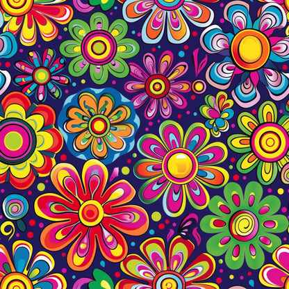Psychedelic Petals Pattern 7 Minky Fabric