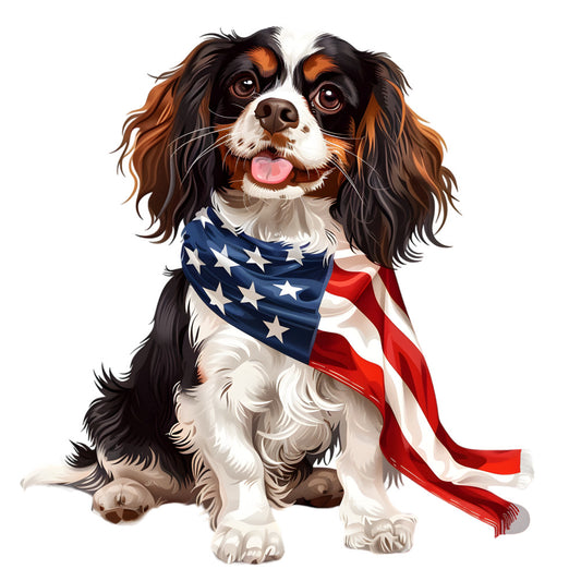 Dogs with American Flag Fabric Panel 27