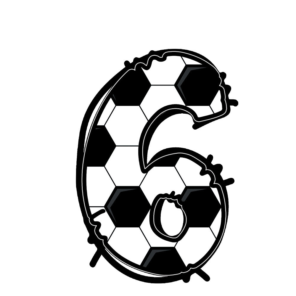 soccer ball, football, sports, black and white, geometric, ball pattern, athletic, youth, kids, children, sports theme, game, number 6, numbers, modern, casual, playful, sports quilt, athletic fabric, team spirit, school spirit, recreation, active wear theme, monochromatic, abstract shapes, hexagons, pentagon shapes, sport motif