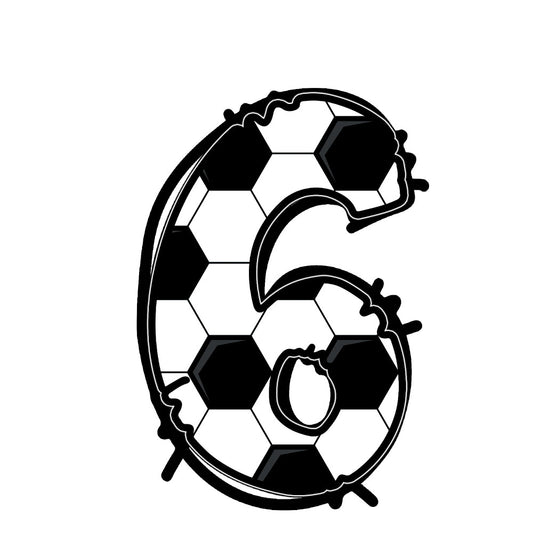 soccer ball, football, sports, black and white, geometric, ball pattern, athletic, youth, kids, children, sports theme, game, number 6, numbers, modern, casual, playful, sports quilt, athletic fabric, team spirit, school spirit, recreation, active wear theme, monochromatic, abstract shapes, hexagons, pentagon shapes, sport motif
