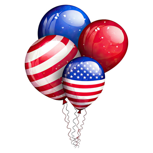 patriotic, american flag, red white blue, navy blue, bright red, balloons, stars, stripes, fourth of july, independence day, memorial day, labor day, summer, celebration, festive, patriotic balloons, americana, stars and stripes, holiday, whimsical, cheerful, bold colors, geometric, red stripes, white stripes, blue balloons, party, decorative