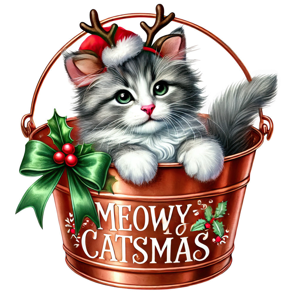 Meowy Christmas Fabric Panel 22
