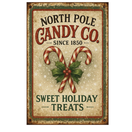 Old Christmas Sign Fabric Panel 4