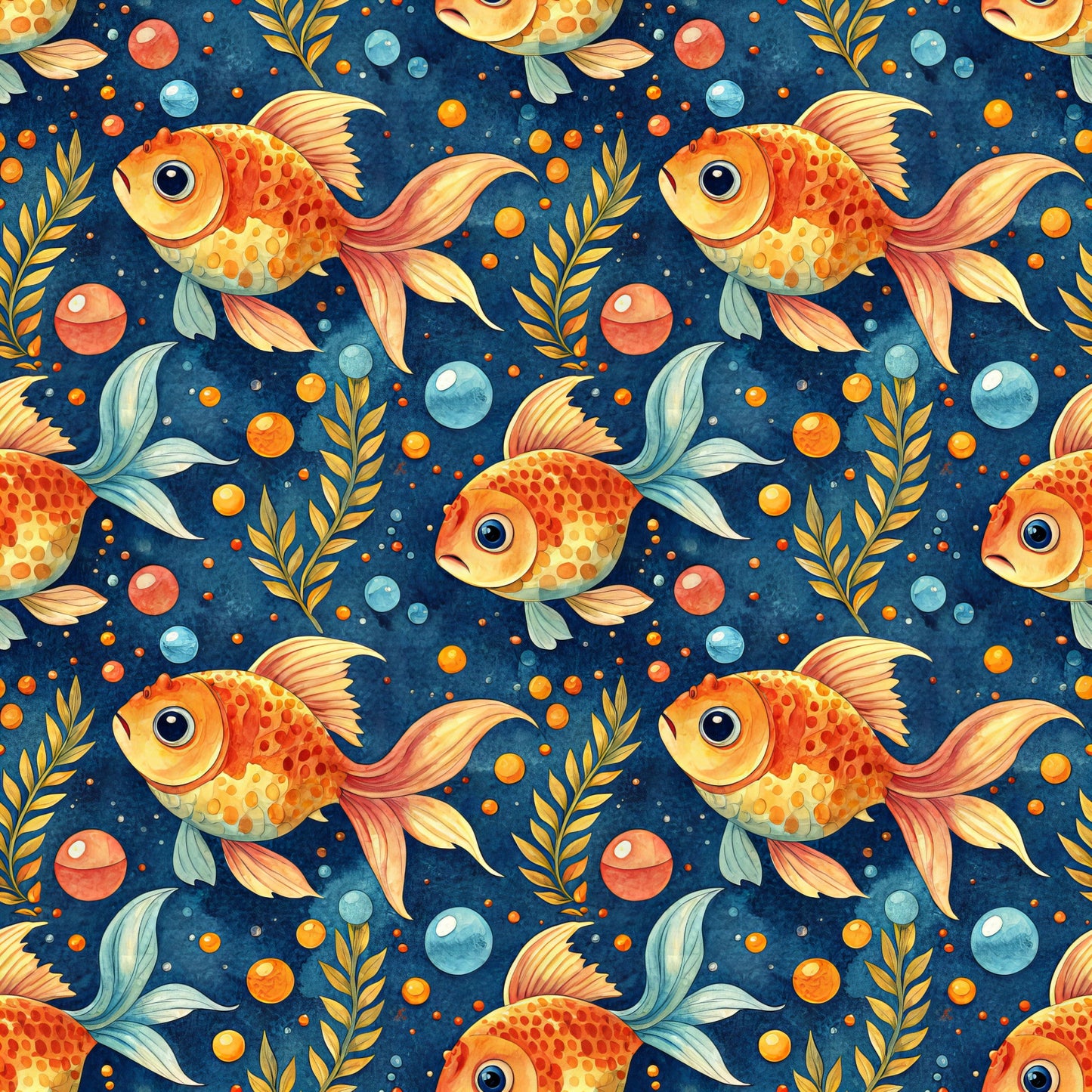 Goldfish Underwater Pattern 1 Quilting Cotton Fabric