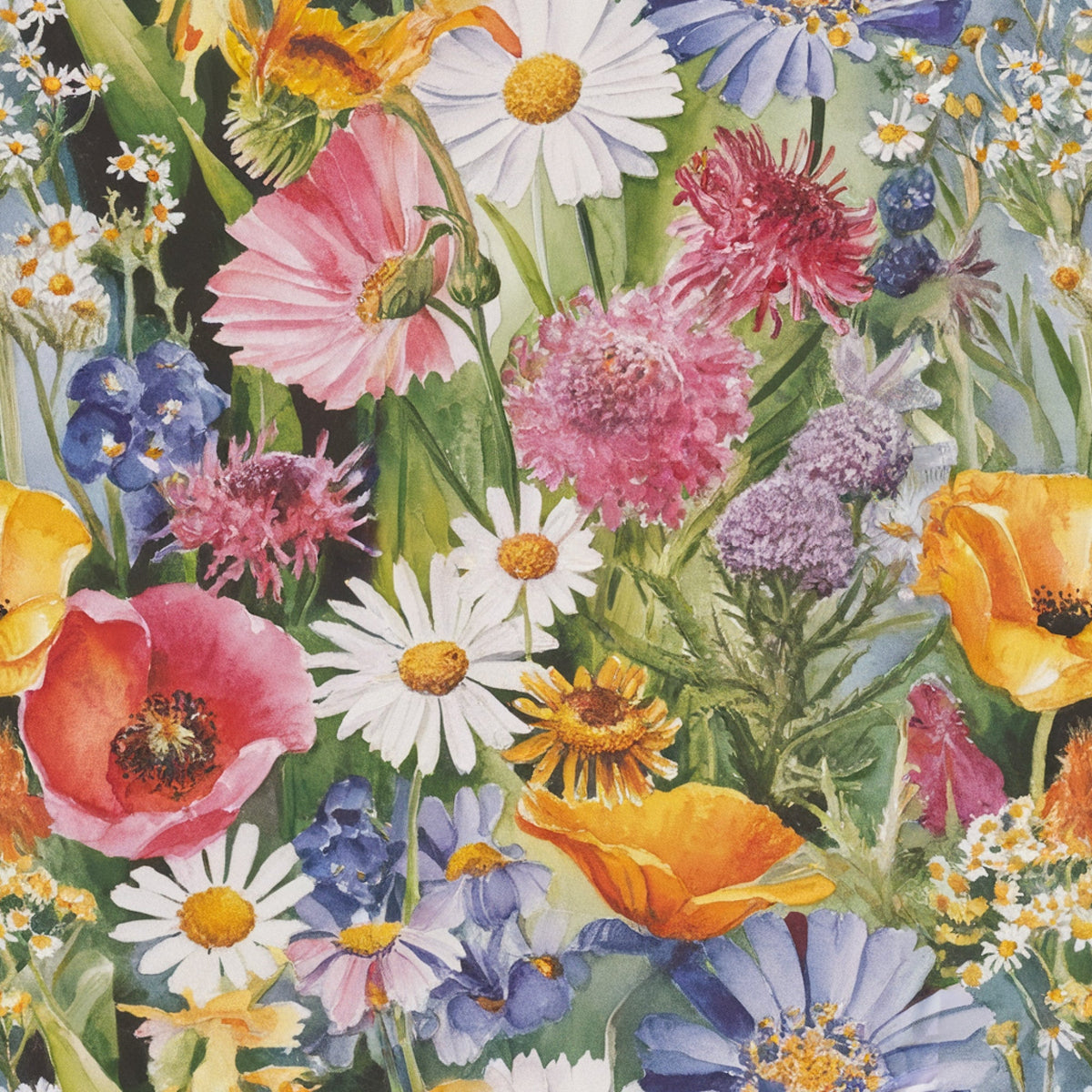 Painted Meadow Pattern 1 Minky Fabric