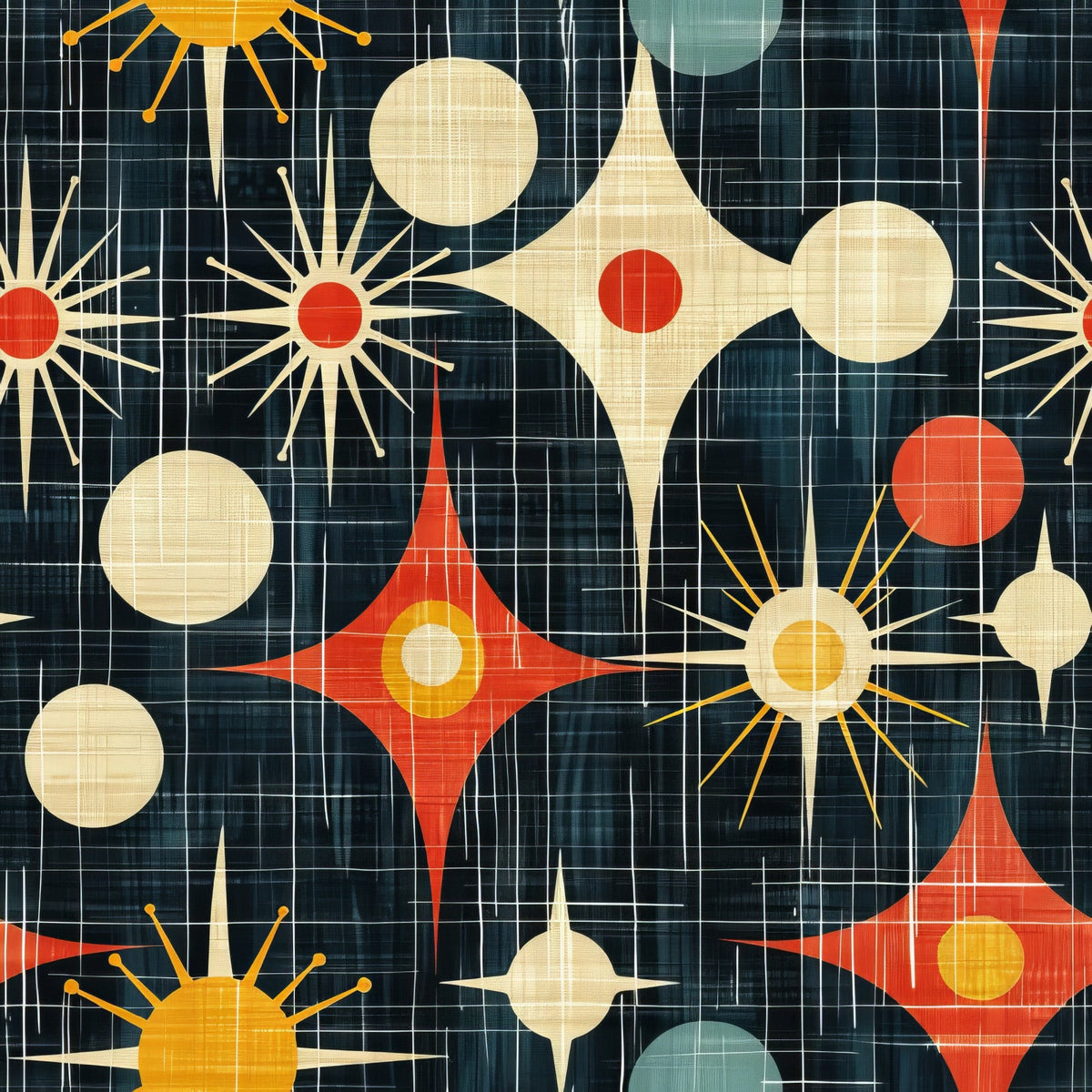 Midcentury Cosmos Pattern 5 Minky Fabric