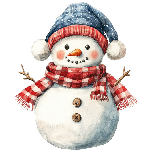 Watercolor Christmas Snowman Fabric Panel 13