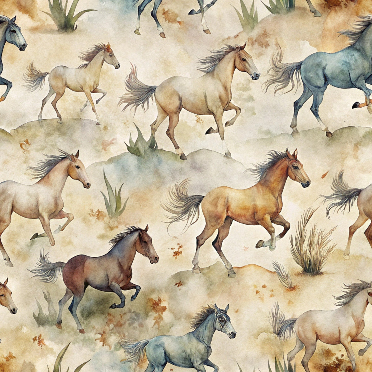 Galloping Mustangs Pattern 29 Minky Fabric
