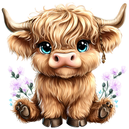 Adorable Highland Cows Fabric Panel 1