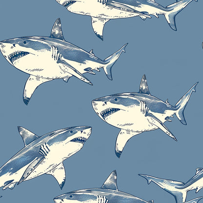Sharks Circling Pattern 1 Quilting Cotton Fabric