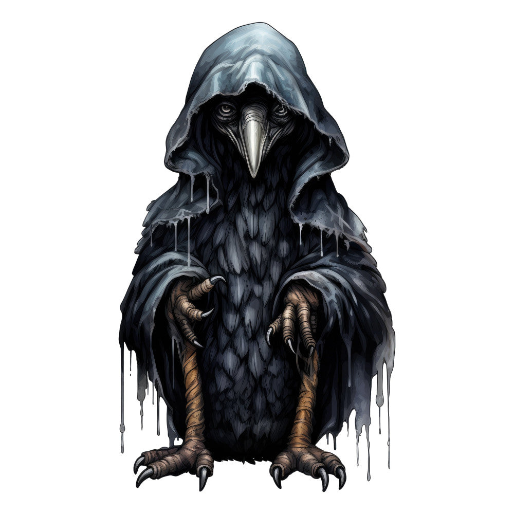 dark gray, charcoal black, bronze tan, winter, gothic, raven, crow, bird, mysterious, dramatic, dark fantasy, hooded cloak, spooky, halloween, supernatural, dark academia, moody, icy blue, metallic accents, dripping ice, frozen, sinister, whimsical, fantasy creature, dark nature, atmospheric, brooding, eerie