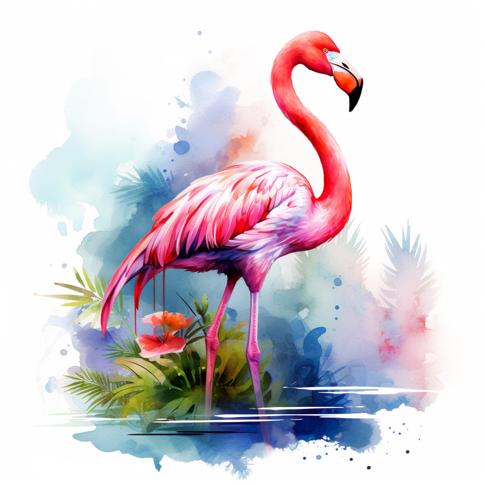 Watercolor Flamingos Fabric Panel 4