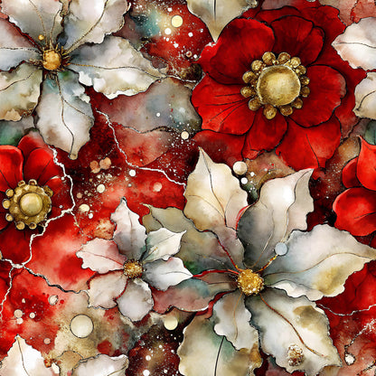 Gilded Poinsettia Reverie Pattern 5 Minky Fabric