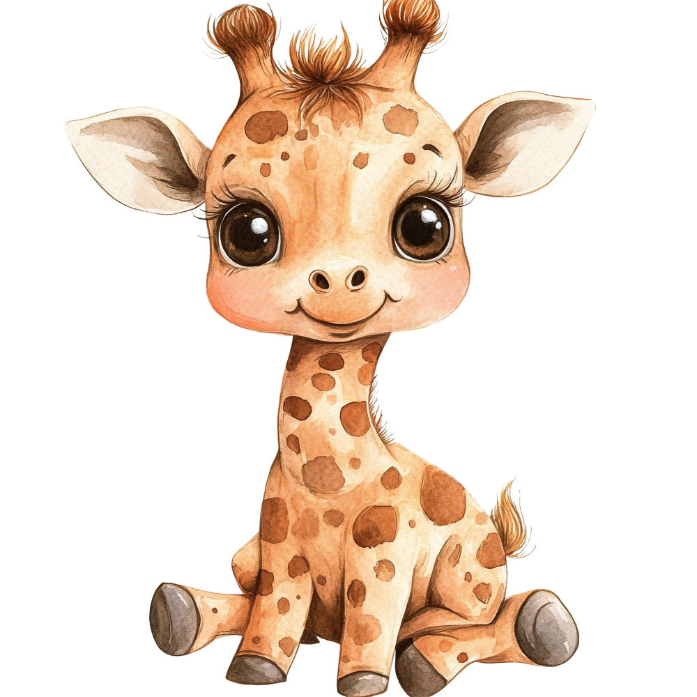 cute giraffe, baby animals, safari animals, spotted pattern, tan, cream, brown, caramel, peach, beige, whimsical, playful, children's design, nursery, baby quilt, baby shower, animal motifs, spotted giraffe, african wildlife, adorable, gentle style, sweet animals, newborn, kids fabric, young child theme, storybook style, watercolor animals, soft pastels