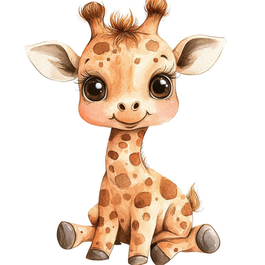 cute giraffe, baby animals, safari animals, spotted pattern, tan, cream, brown, caramel, peach, beige, whimsical, playful, children's design, nursery, baby quilt, baby shower, animal motifs, spotted giraffe, african wildlife, adorable, gentle style, sweet animals, newborn, kids fabric, young child theme, storybook style, watercolor animals, soft pastels