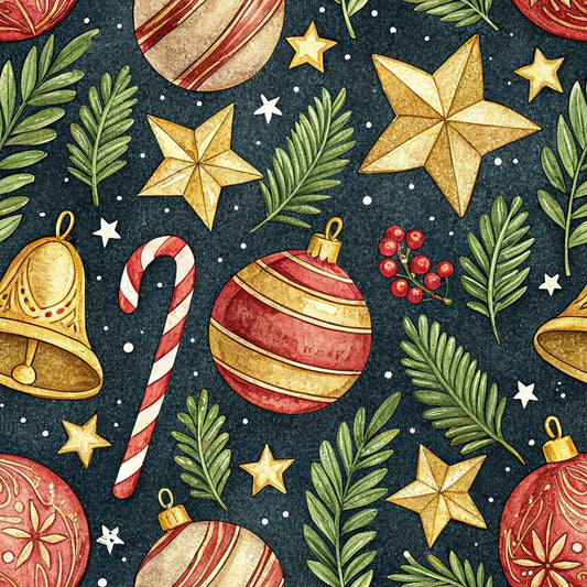 Christmas Ornaments Pattern 8 Quilting Cotton Fabric