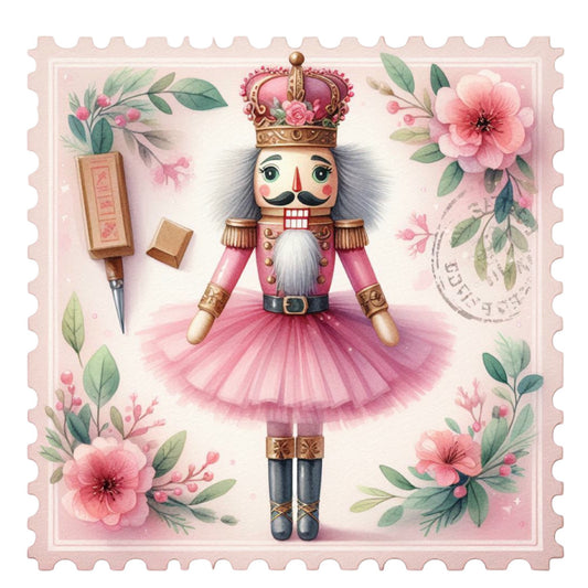 Nutcracker Postage Stamps Fabric Panel 10