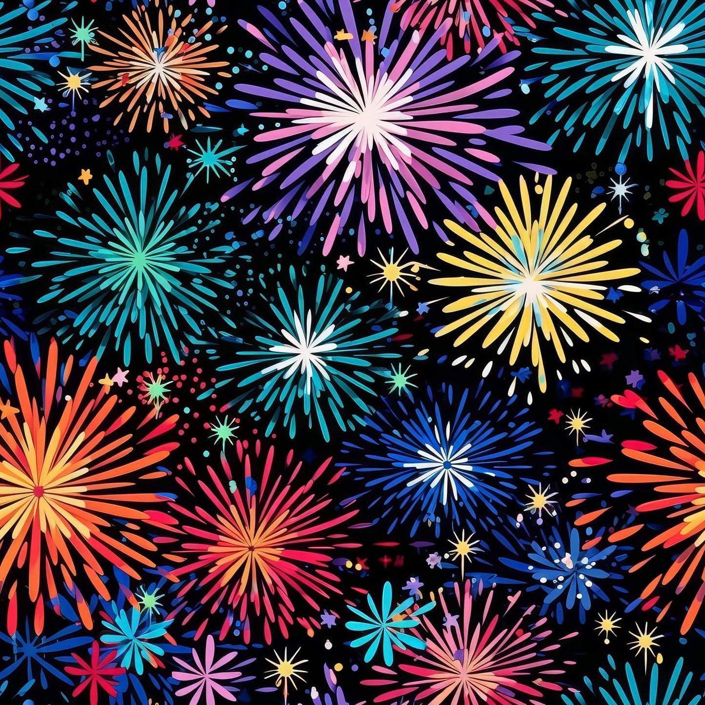 Colorful Fireworks Pattern 10 Quilting Cotton Fabric