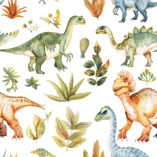 Watercolor Dinosaurs Pattern 7 Quilting Cotton Fabric