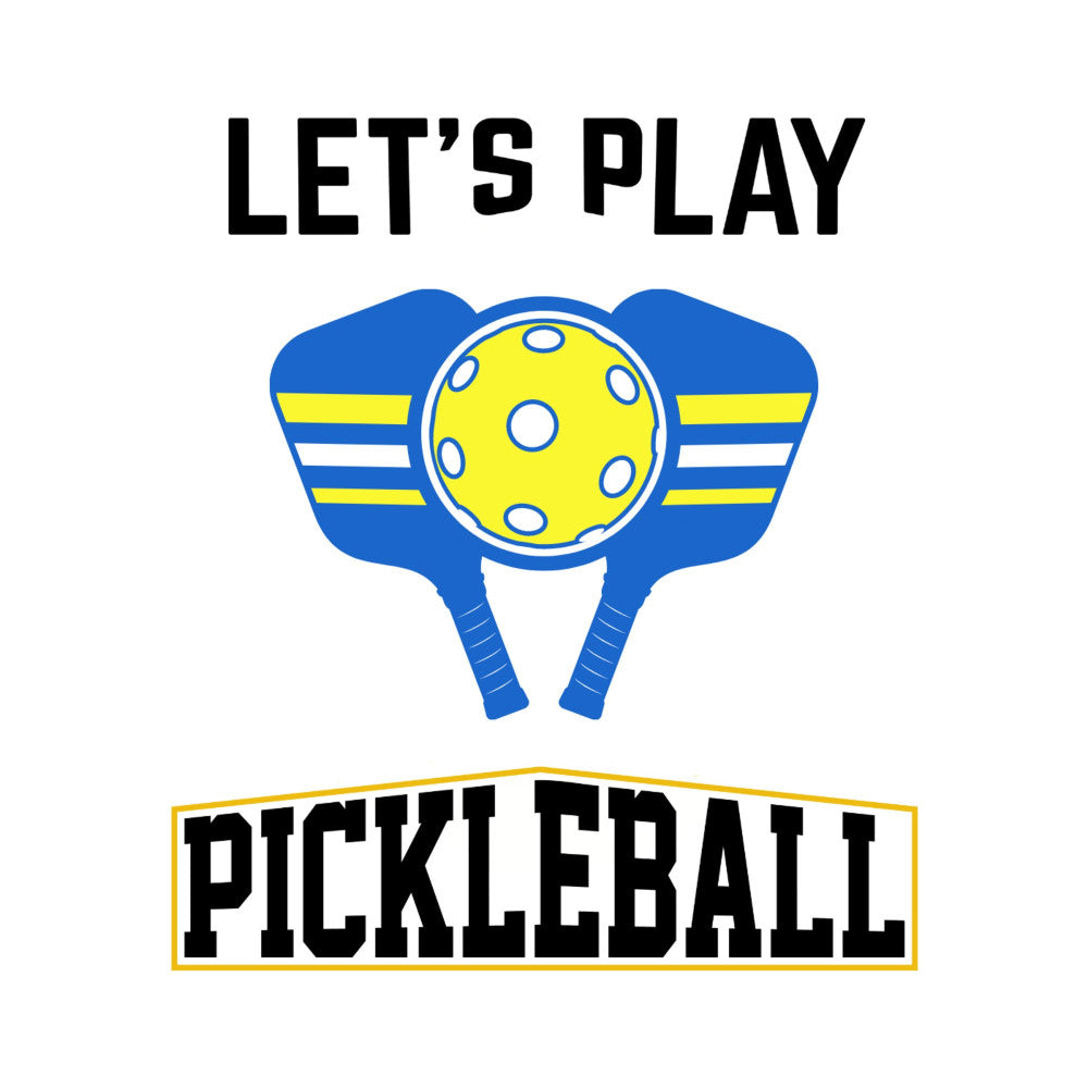 pickleball, sports, recreation, paddle sports, yellow, blue, navy blue, bright yellow, striped, geometric, modern, whimsical, athletic, casual, hobby, game, fun, leisure, active lifestyle, paddles, ball, court sports, contemporary, playful, novelty, sports themed, activity, outdoor recreation