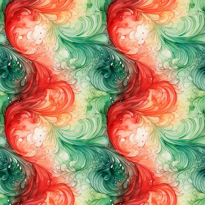Watercolor Christmas Swirls Pattern 1 Quilting Cotton Fabric