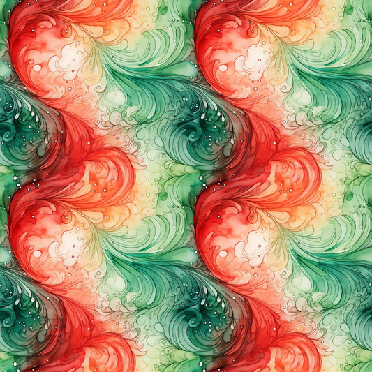 Watercolor Christmas Swirls Pattern 1 Quilting Cotton Fabric