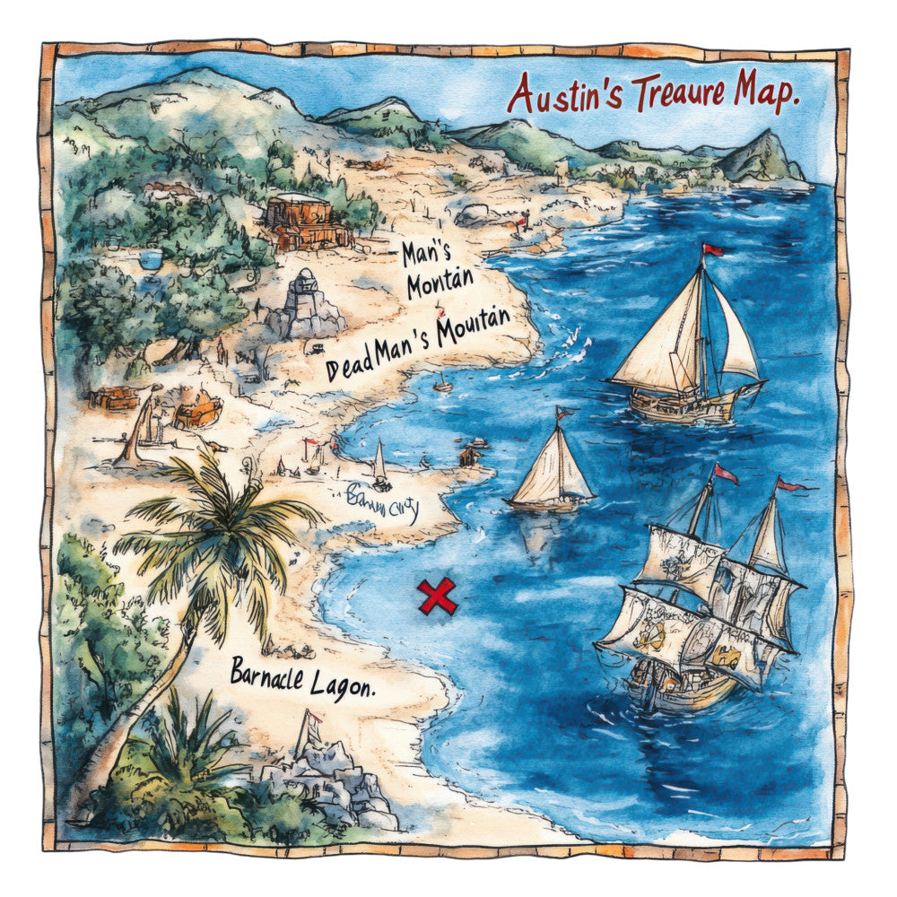 Pirate Treasure Map Fabric Panel 4