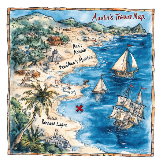 Pirate Treasure Map Fabric Panel 4