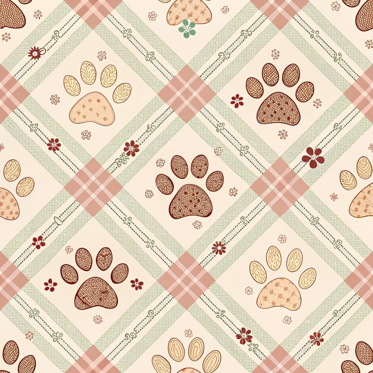 Puppy Prints Pattern 15 Minky Fabric